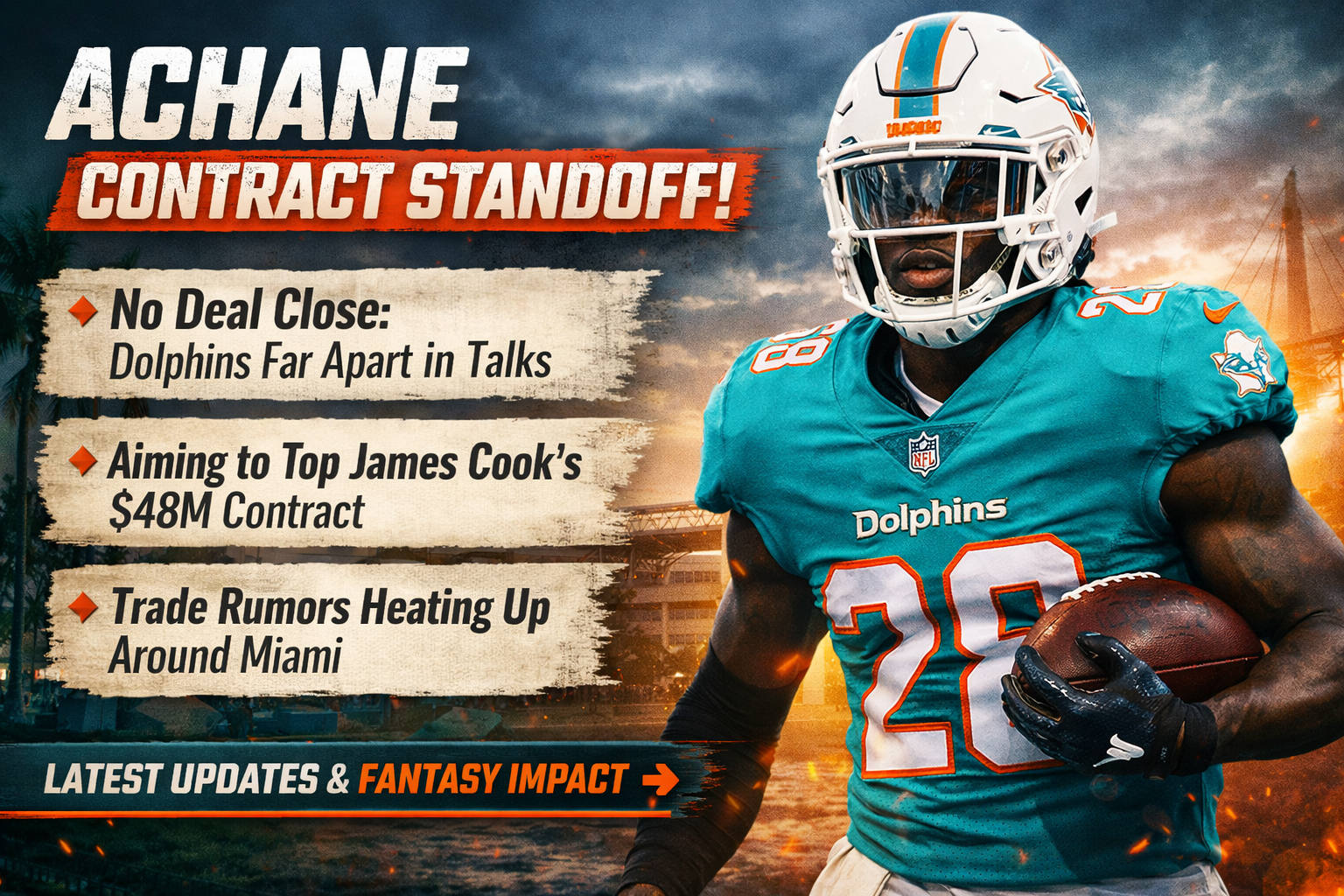 de'von achane news graphic