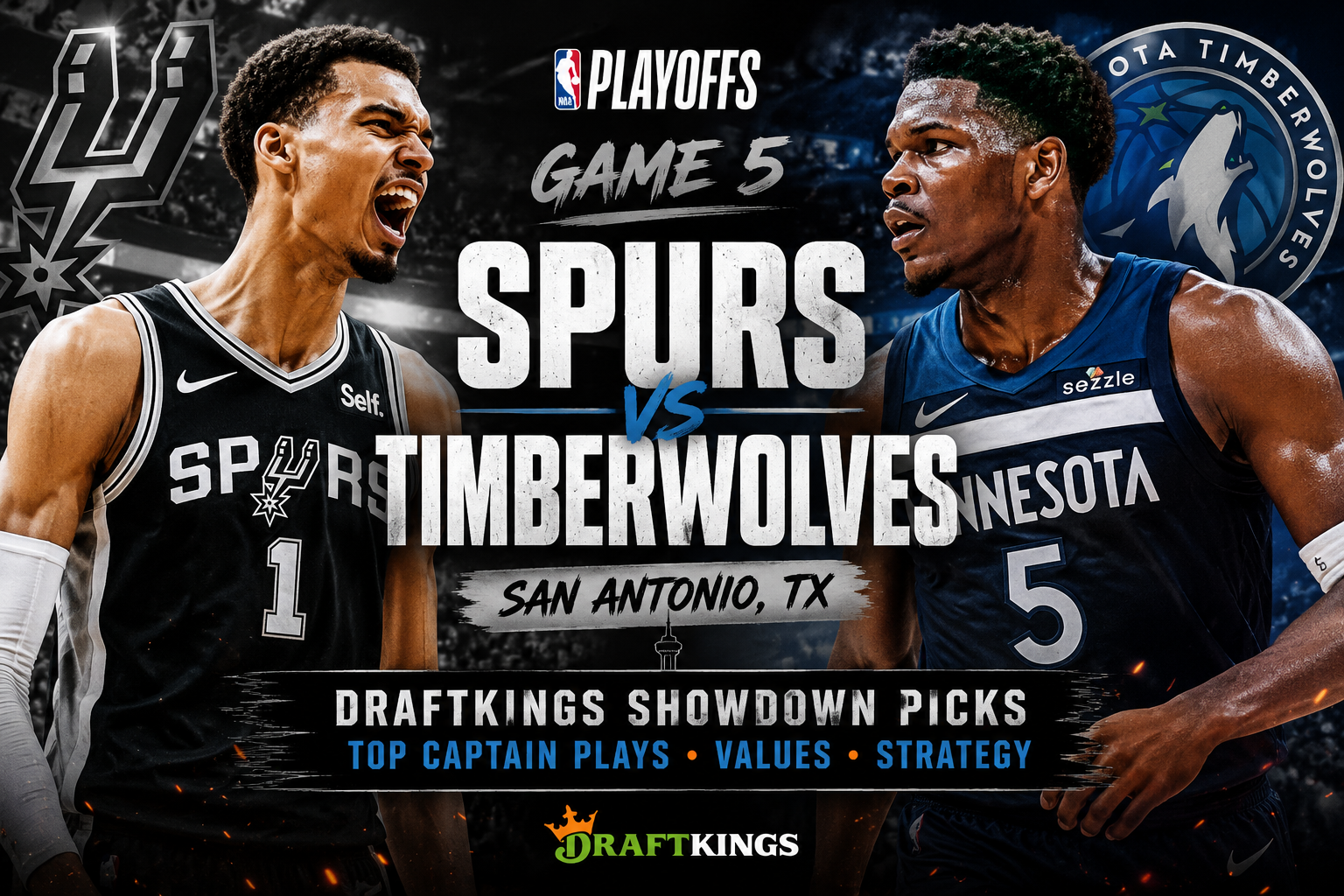 spurs timberwolves game 5 draftkings showdown picks