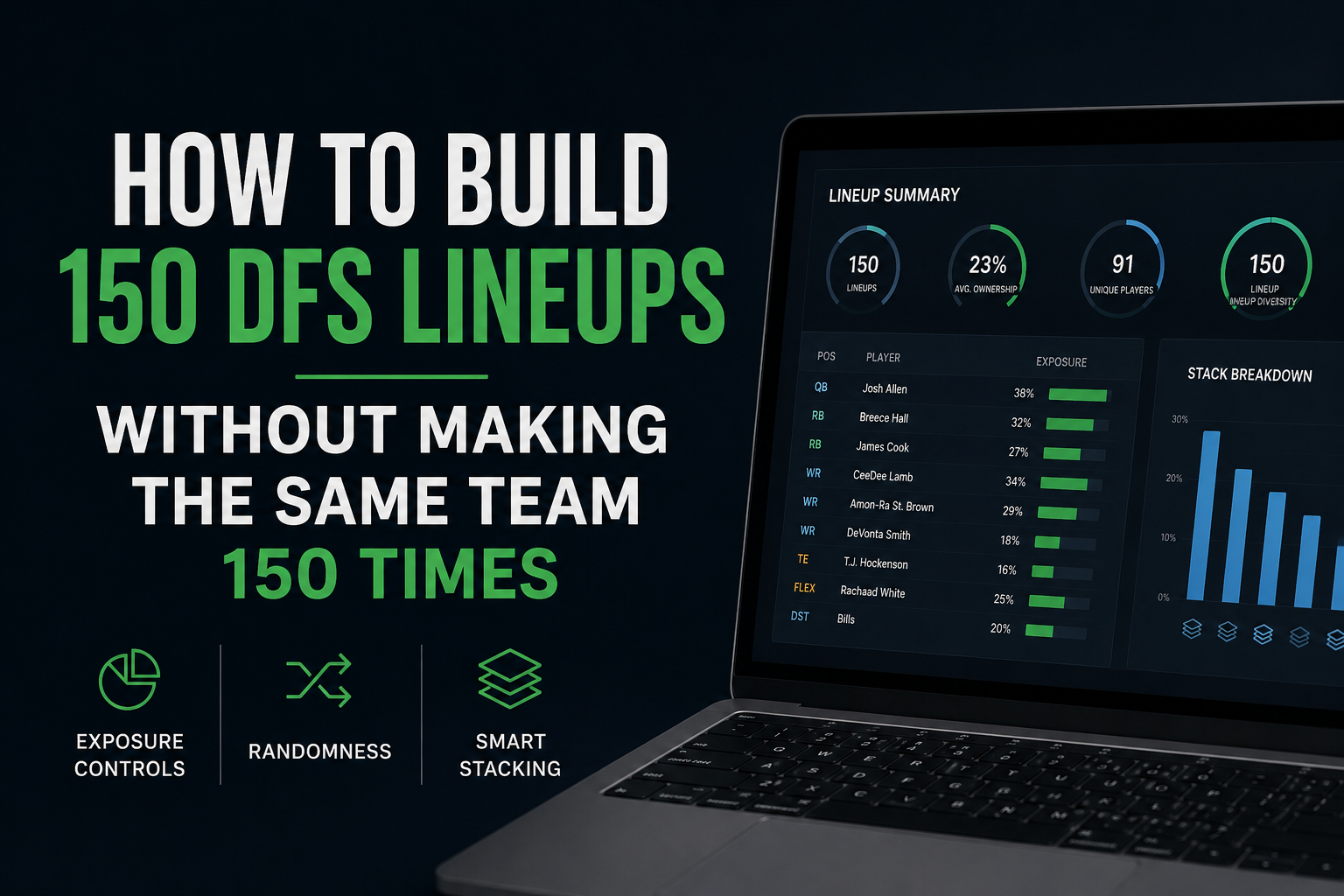 how to build 150 dfs lineups