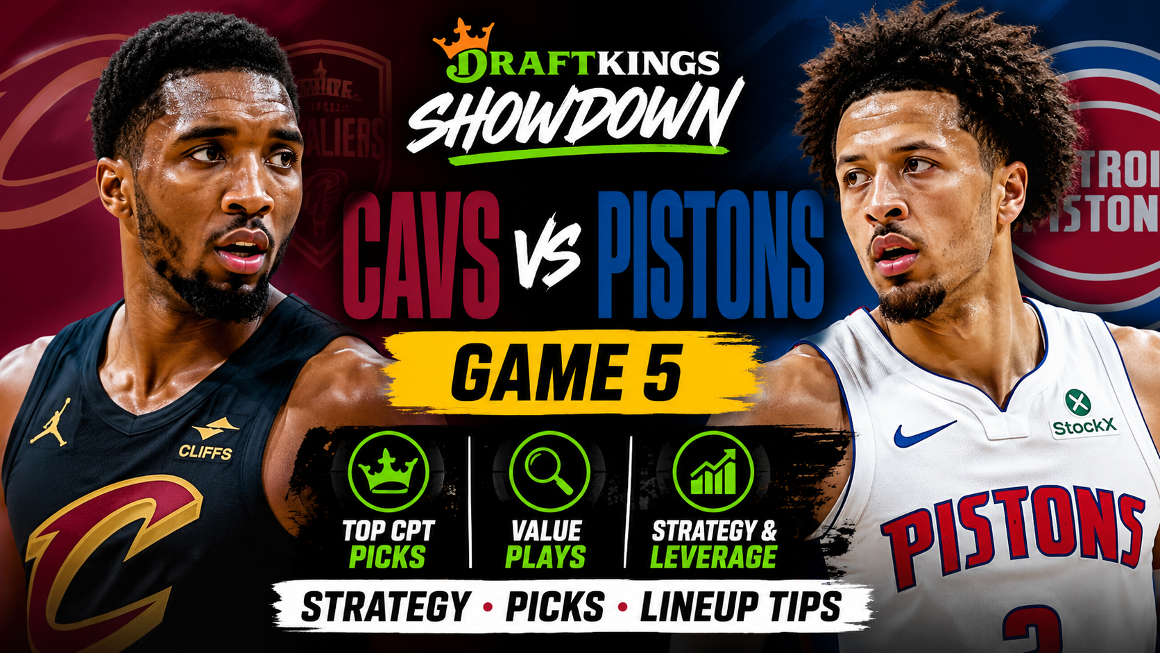 cavs pistons nba draftkings showdown picks game 5