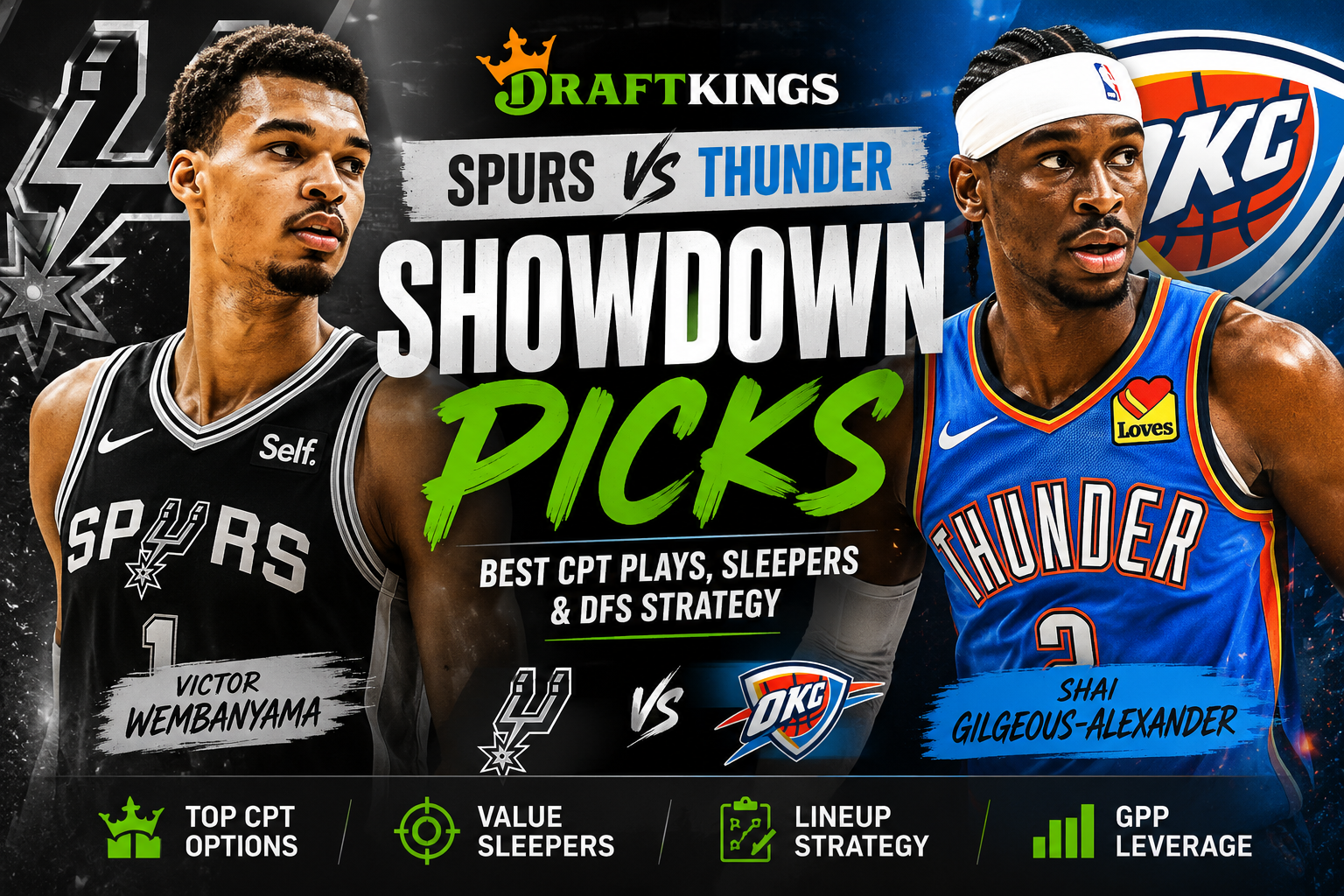 spurs thunders game 1 dfs showdown picks