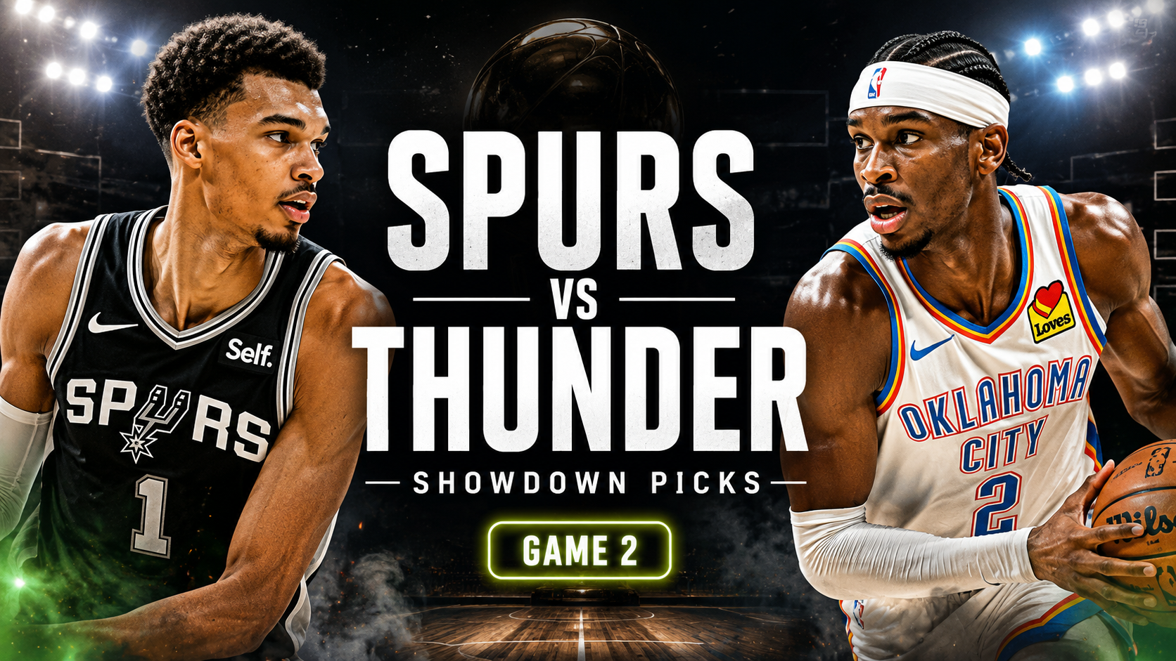 spurs thunder game 2 showdown picks