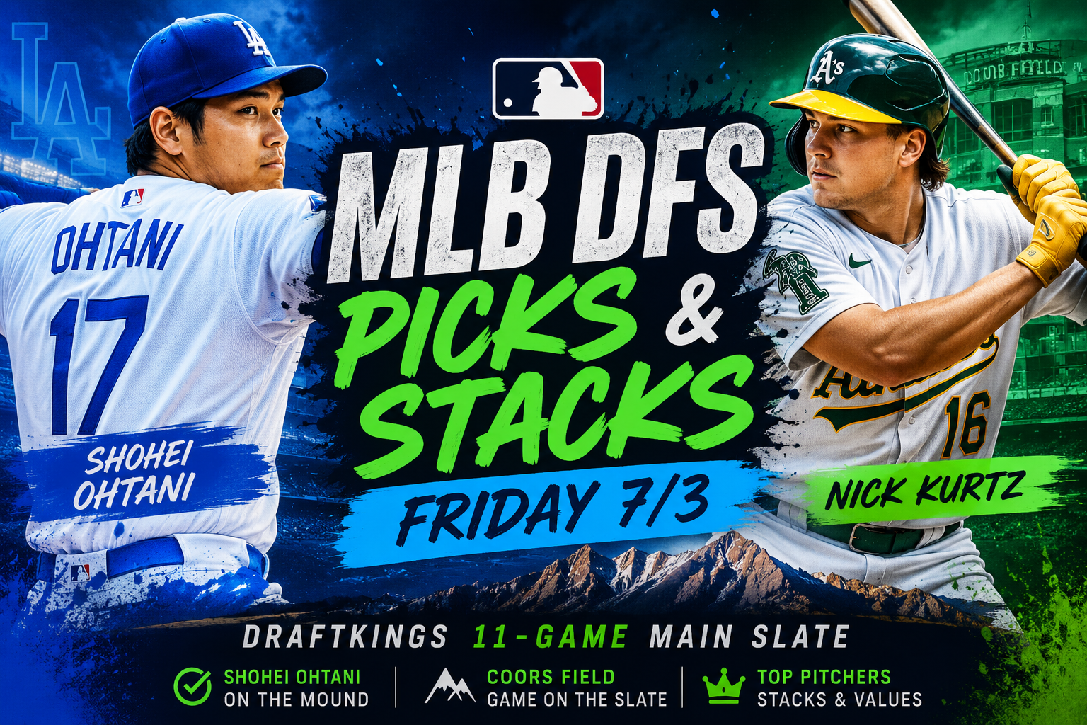 friday mlb dfs draftkings picks ohtani kurtz