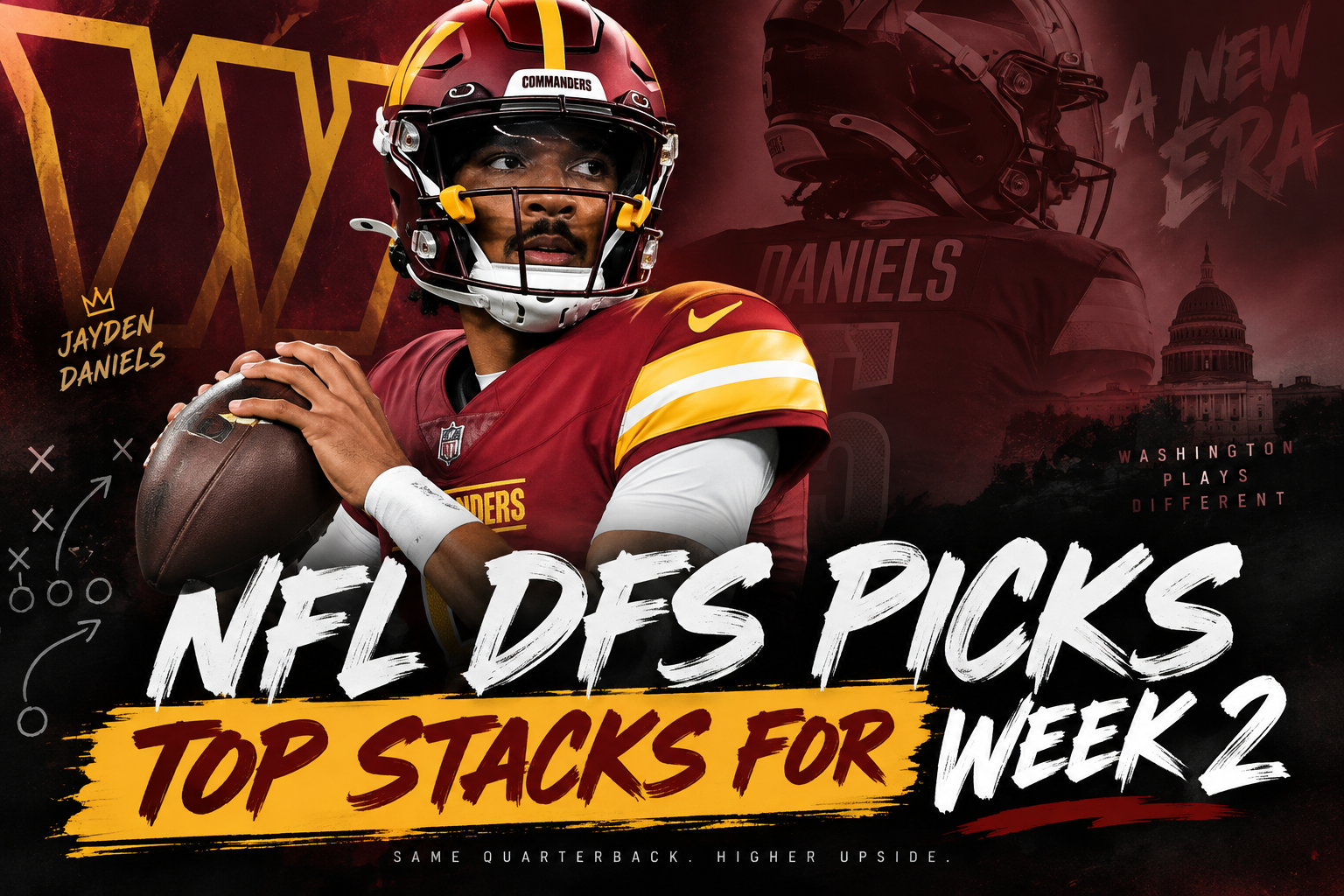 week 2 nfl dfs stacks jayden daniels