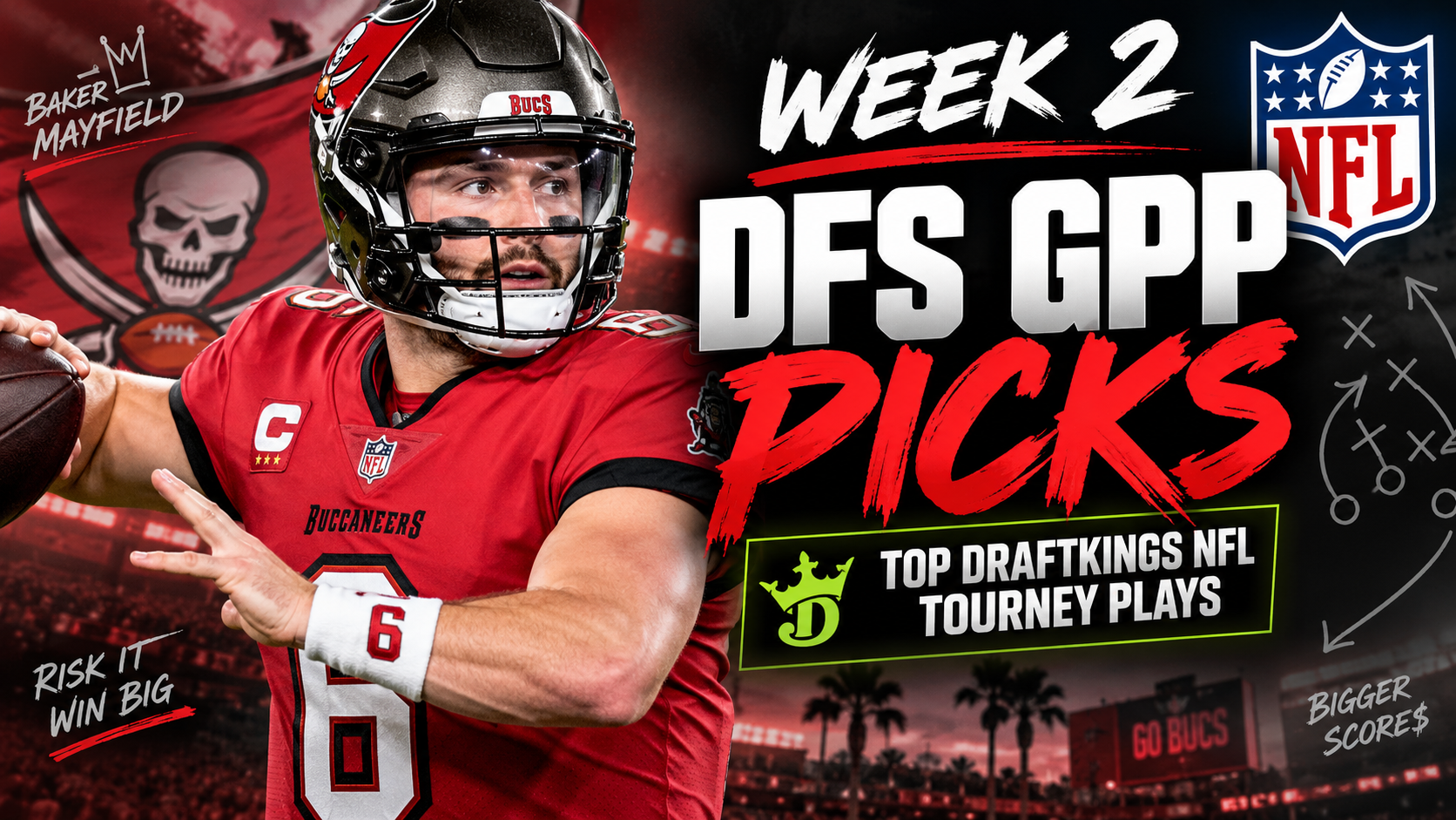 week 2 nfl dfs gpp picks baker mayfield